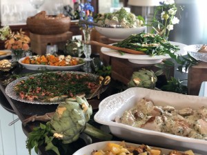 Rose Kentish Buffet Menu Inspo Table laid with fresh seasonal buffet dishes for a private event