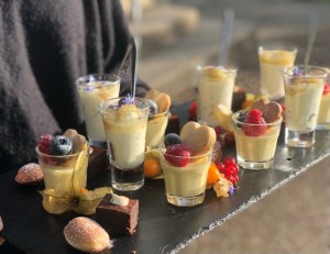 Rose Kitchen Banquet Menus mini lemon desserts being served at a party