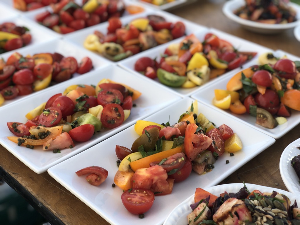 Locally sourced Tomato Salad served at a summer wedding